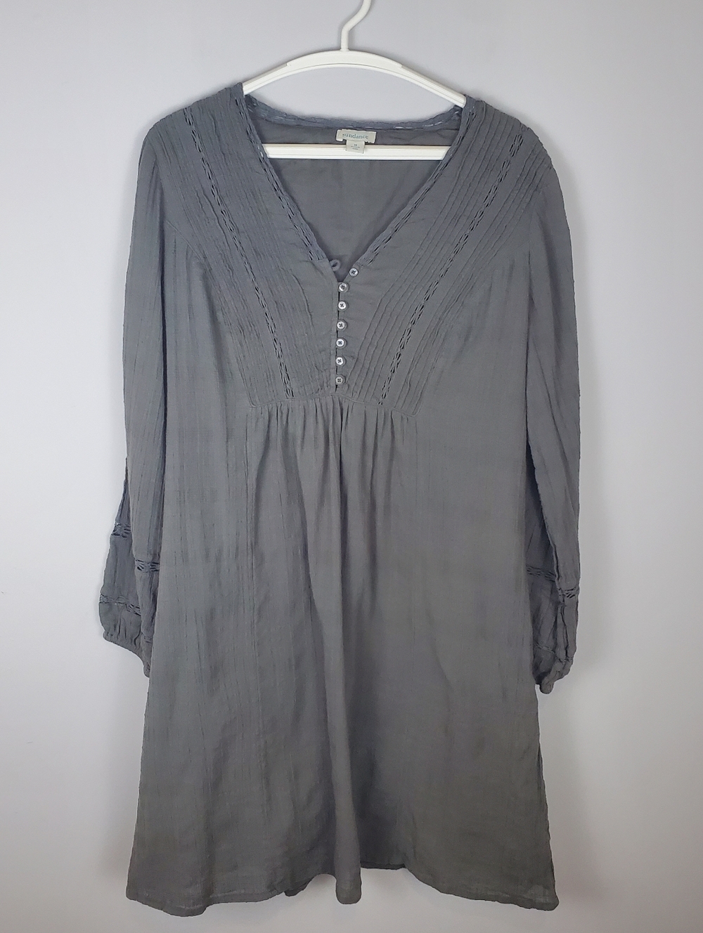 Sundance Grey Button-Front Tunic Dress Size Medium - Picture 12 of 15